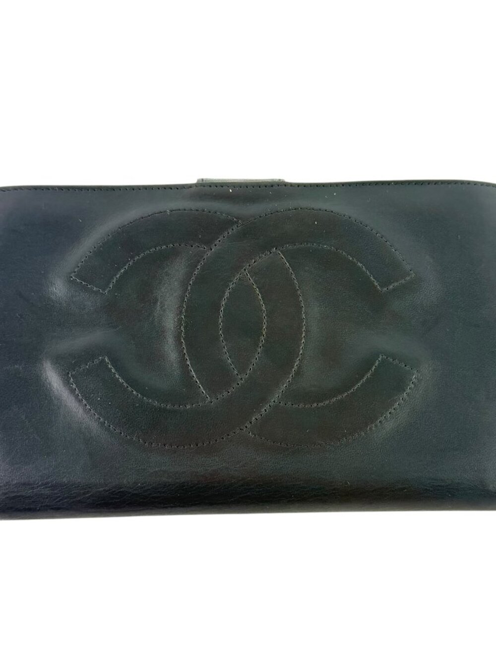 CHANEL Black Lambskin Leather CC Long Bifold Wallet Made in France
